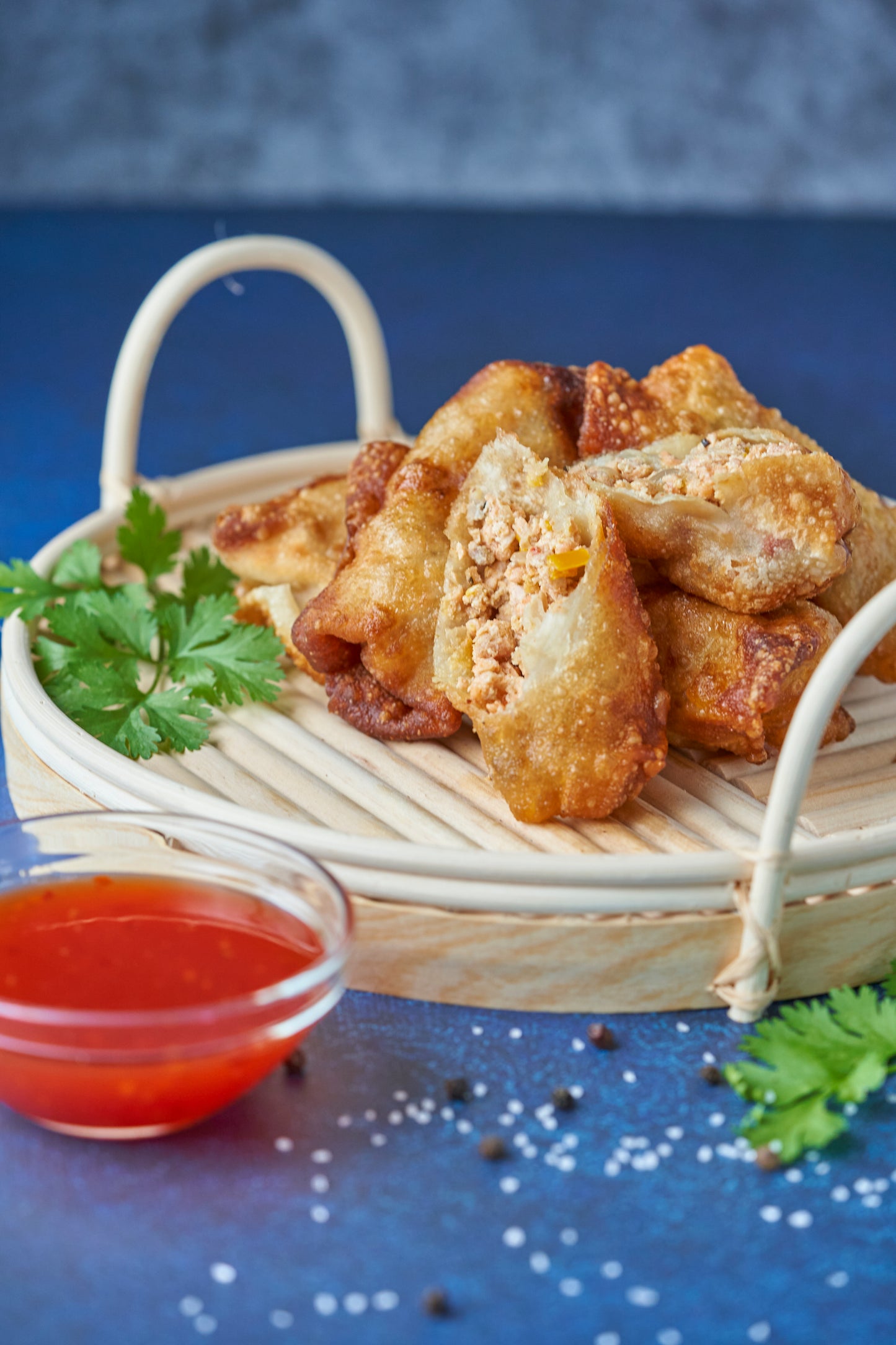 Salmon Egg Rolls with Veggie Fried Rice